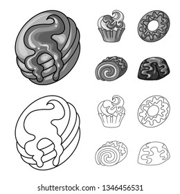 Isolated object of confectionery and culinary sign. Collection of confectionery and product stock vector illustration.