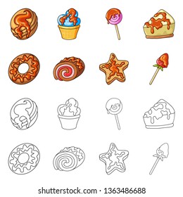 Isolated object of confectionery and culinary sign. Set of confectionery and product stock symbol for web.