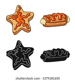 Isolated object of confectionery and culinary sign. Set of confectionery and product stock vector illustration.