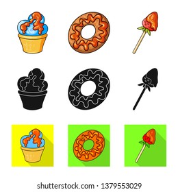 Isolated object of confectionery and culinary sign. Set of confectionery and product stock symbol for web.
