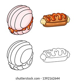 Isolated object of confectionery and culinary sign. Set of confectionery and product stock vector illustration.