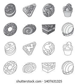 Isolated object of confectionery and culinary sign. Collection of confectionery and product vector icon for stock.