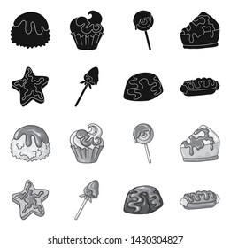 Isolated object of confectionery and culinary sign. Set of confectionery and product stock vector illustration.