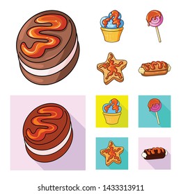 Isolated object of confectionery and culinary sign. Set of confectionery and product vector icon for stock.