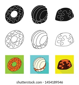 Isolated object of confectionery and culinary sign. Set of confectionery and product stock symbol for web.