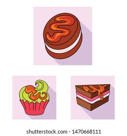 Isolated object of confectionery and culinary sign. Set of confectionery and colorful stock symbol for web.