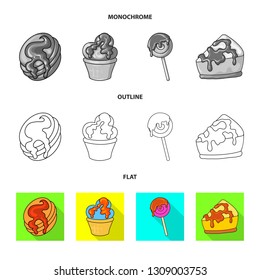 Isolated object of confectionery and culinary symbol. Set of confectionery and product vector icon for stock.