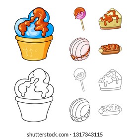 Isolated object of confectionery and culinary symbol. Set of confectionery and product stock vector illustration.