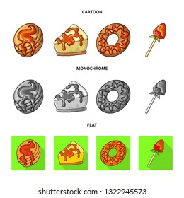 Isolated object of confectionery and culinary symbol. Collection of confectionery and product stock vector illustration.