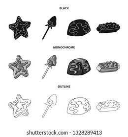 Isolated object of confectionery and culinary symbol. Collection of confectionery and product stock vector illustration.