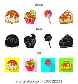 Isolated object of confectionery and culinary symbol. Collection of confectionery and product stock vector illustration.