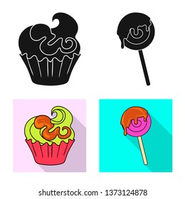 Isolated object of confectionery and culinary symbol. Collection of confectionery and product vector icon for stock.