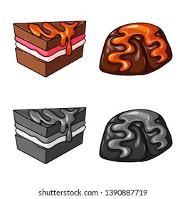 Isolated object of confectionery and culinary symbol. Collection of confectionery and product stock vector illustration.