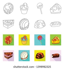 Isolated object of confectionery and culinary symbol. Collection of confectionery and product stock symbol for web.