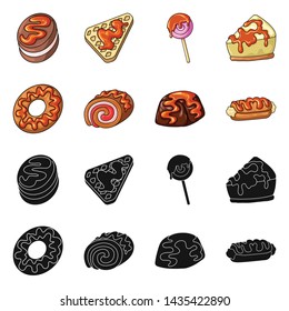 Isolated object of confectionery and culinary symbol. Set of confectionery and product stock symbol for web.