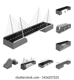Isolated object of connection and crossing logo. Collection of connection and design stock vector illustration.