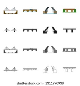 Isolated object of connection and design icon. Collection of connection and side stock vector illustration.