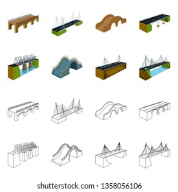 Isolated object of connection and design icon. Set of connection and side stock symbol for web.