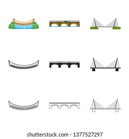 Isolated object of connection and design icon. Set of connection and side stock symbol for web.