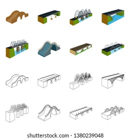 Isolated object of connection and design icon. Set of connection and side stock vector illustration.