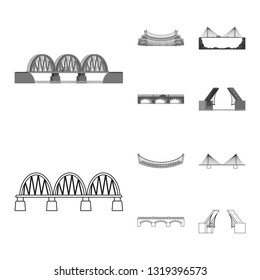 Isolated object of connection and design logo. Set of connection and side stock vector illustration.