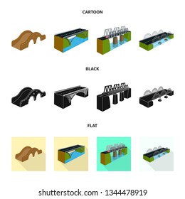 Isolated object of connection and design logo. Collection of connection and side stock symbol for web.
