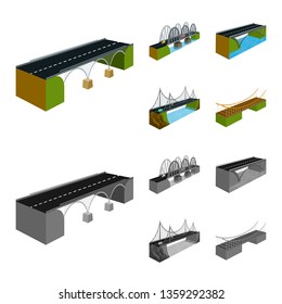 Isolated object of connection and design logo. Collection of connection and side stock symbol for web.