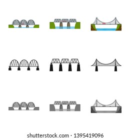 Isolated object of connection and design logo. Set of connection and side stock symbol for web.