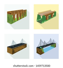 Isolated object of connection and design logo. Set of connection and side vector icon for stock.