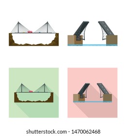 Isolated object of connection and design logo. Collection of connection and side vector icon for stock.