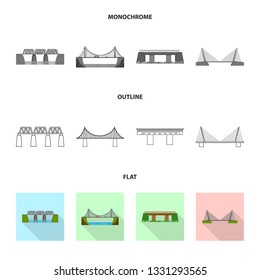 Isolated object of connection and design sign. Collection of connection and side stock symbol for web.