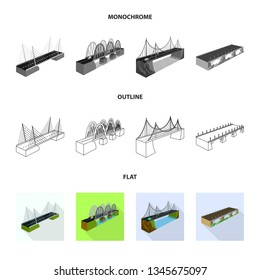 Isolated object of connection and design sign. Collection of connection and side stock symbol for web.