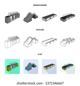 Isolated object of connection and design sign. Collection of connection and side stock vector illustration.