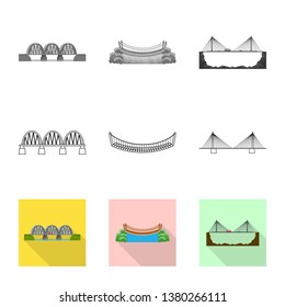Isolated object of connection and design sign. Set of connection and side stock vector illustration.