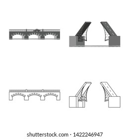 Isolated object of connection and design sign. Collection of connection and side stock symbol for web.