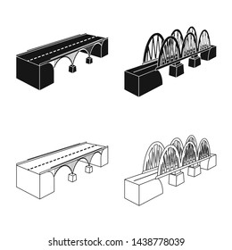 Isolated object of connection and design sign. Collection of connection and side stock symbol for web.