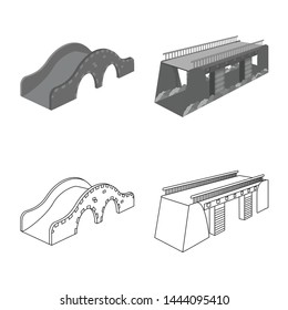 Isolated object of connection and design sign. Set of connection and side stock vector illustration.