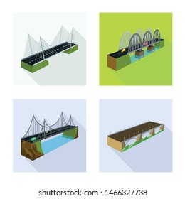 Isolated object of connection and design sign. Collection of connection and side stock symbol for web.