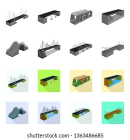 Isolated object of connection and design symbol. Set of connection and side stock vector illustration.