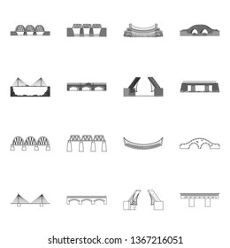 Isolated object of connection and design symbol. Collection of connection and side stock symbol for web.
