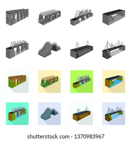 Isolated object of connection and design symbol. Set of connection and side stock vector illustration.