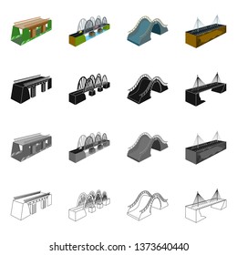 Isolated object of connection and design symbol. Collection of connection and side stock symbol for web.