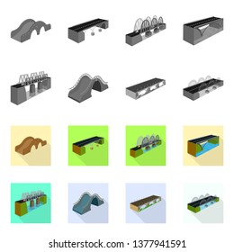 Isolated object of connection and design symbol. Collection of connection and side stock symbol for web.