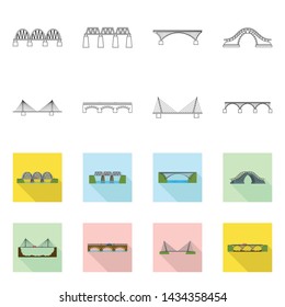 Isolated object of connection and design symbol. Set of connection and side stock vector illustration.