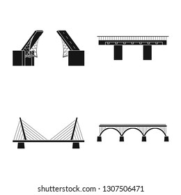 Isolated object of construct and side icon. Set of construct and bridge stock symbol for web.
