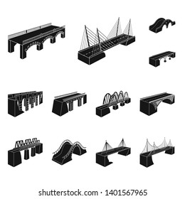 Isolated object of construct and side sign. Set of construct and architecture stock vector illustration.