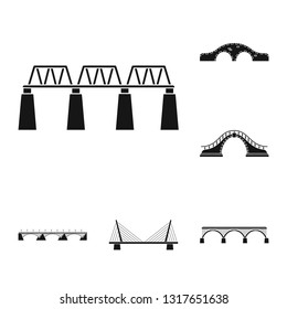 Isolated object of construct and side symbol. Set of construct and bridge stock vector illustration.