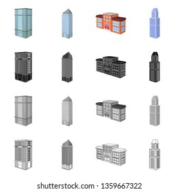 Isolated object of construction and building icon. Collection of construction and estate stock vector illustration.