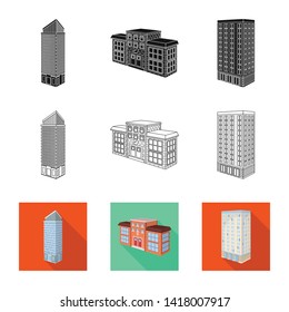 Isolated object of construction and building icon. Collection of construction and estate stock vector illustration.