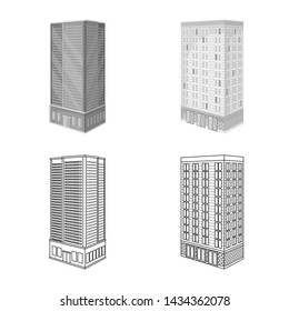 Isolated object of construction and building icon. Set of construction and estate stock vector illustration.